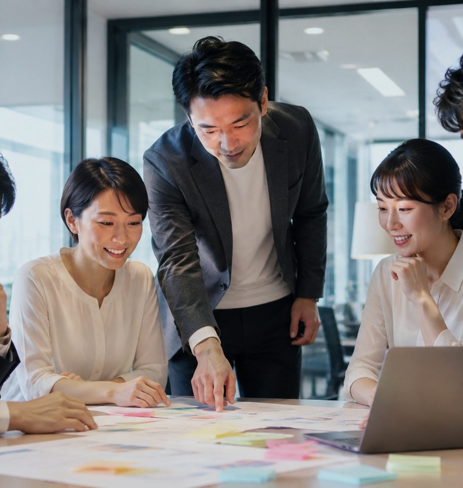 日本人チームが議論する様子